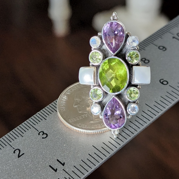 Nicky Butler 925 Sterling Silver Peridot Amethyst Pearl Ring NWT Designer Size 8 - Picture 6 of 12